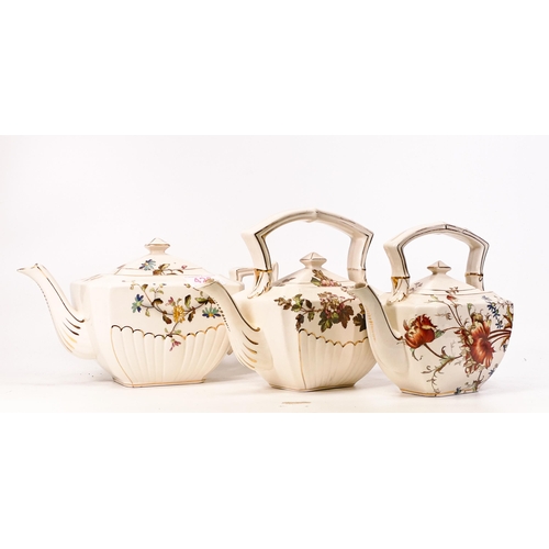 428 - A collection Carlton Blush ware Shaped Teapot with floral  decoration including Poppy Royal May etc ... 