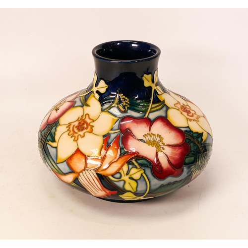 435 - Large Moorcroft squat vase, 2001 produced for Queen Elizabeth II Golden Jubilee.  Boxed, height 17cm