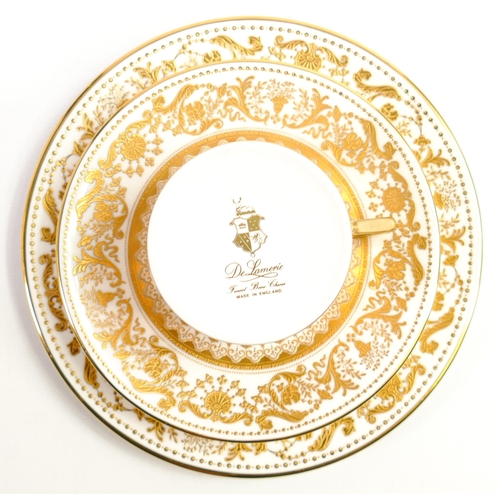 20 - De Lamerie Fine Bone China, heavily gilded Versailles Countess Armorial patterned Trio , specially m... 