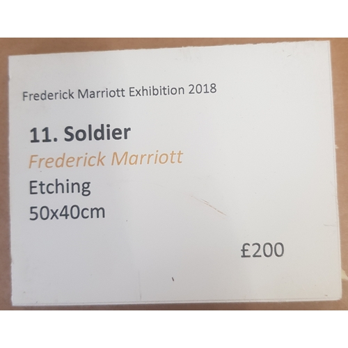 558 - Fredrick Marriott Exhibition 2018 Etching entitled 'Solider' 46cm x 30cm