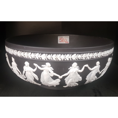 560 - Wedgwood Prestige Dancing Hours footed bowl in black Jasperware diamter 26cm