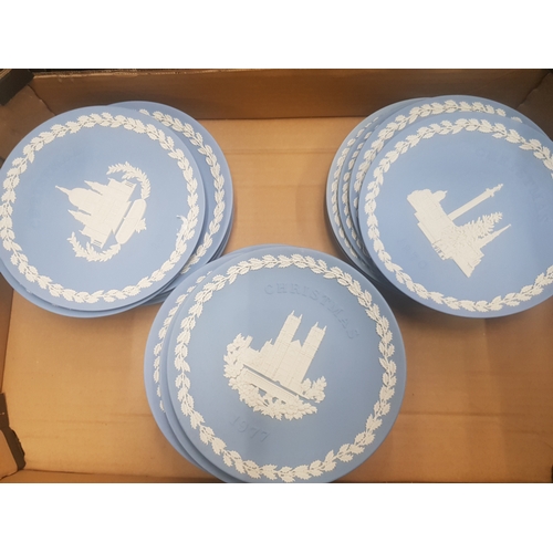 564 - 20 Wedgwood Blue jasperware Christmas Plates