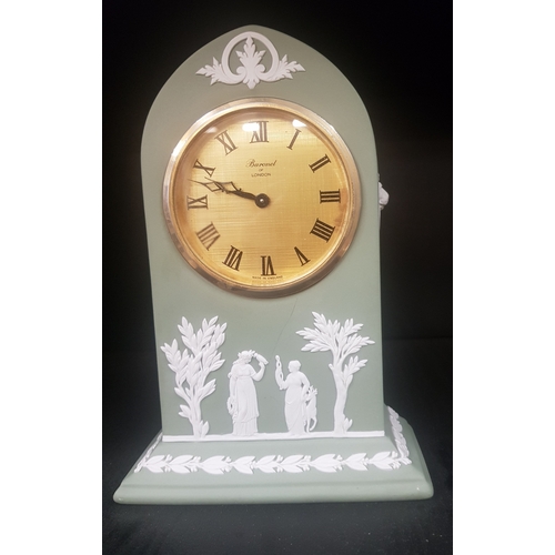 567 - Wedgwood Green jasperware Mantle Clock with Mechanical movement