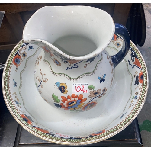 102 - Large Early 20th century Keeling Losol ware Wash basin and Ewer (Bowl diameter 42cm)