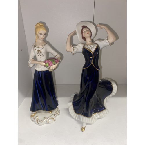 326 - Royal Dux Lady figures Lady Dancing (neck restuck) & Flower seller(2)