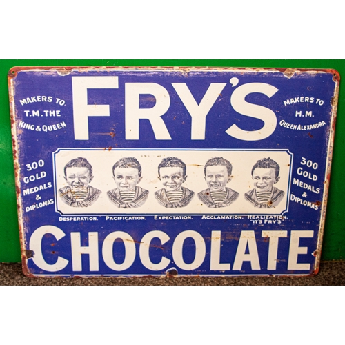 551 - Vintage Style Tin Fry's Chocolate Advertising Sign 
70x50cm