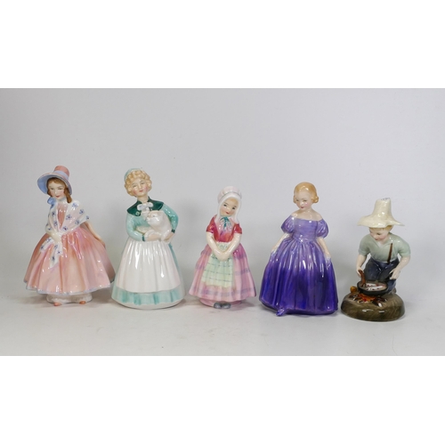 376 - Royal Doulton Lady figures to include Lilly Hn1798, Tootles Hn1680, Stayed at Home Hn2207, Marie Hn1... 