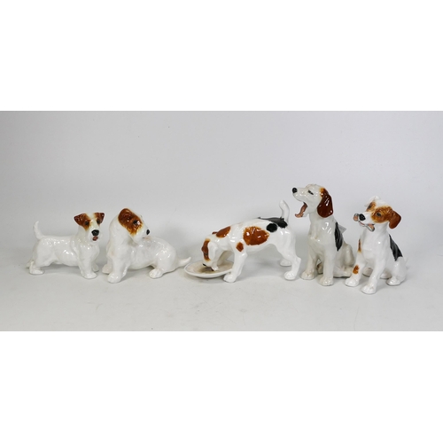 380 - Royal Doulton Character Dog Figures to include Yawning, With Slipper, With Plate & 2 Terriers(5)