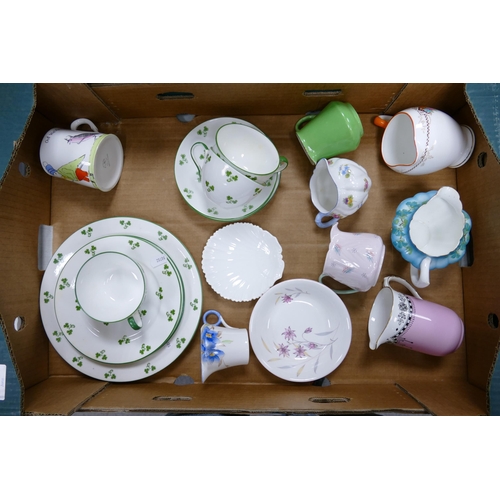 74 - A mixed collection of Shelley china including Clover patterned trio's 7069 patterned milk jug, shall... 