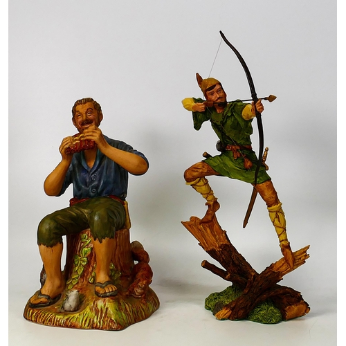 477 - Royal Doulton Character Matt Figures Dreamweaver Hn2283 & Resin Figure Robin Hood(2)