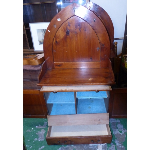 530 - Victorian Pitch Pine Ecclesiastical side cabinet / Bureau 98cm W, 170cm H, 48cm D