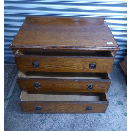 513 - Early 20th Century Oak chest of 3 drawers 
77cm W x 78cm H x 41.5 D