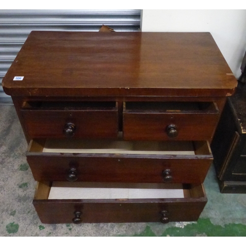 506 - Late victorian Mahogany chest of 2 over 2 Drawers 97cm Wide x 83cm H