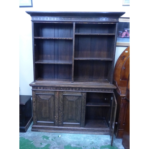 511 - Dark Oak Welsh Dresser 3 Doors to base adjustable shelves to top section 146cm W x 208cm H x 42cm D