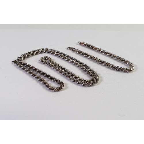 758 - Heavy sterling silver rope twist necklace and matching bracelet, 56cm & 18cm long gross weight 44.1g... 