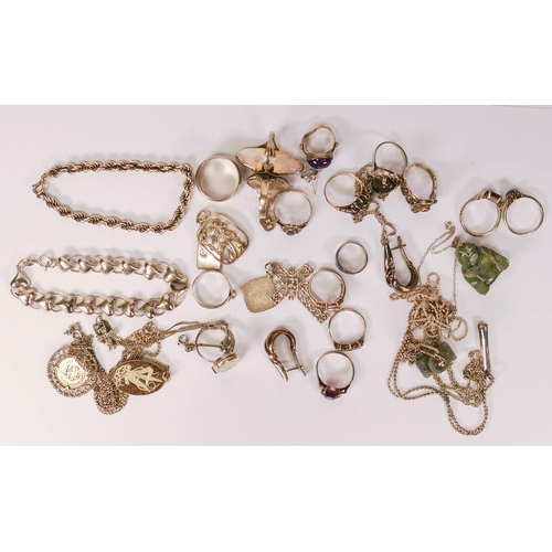 747 - Assortment of silver & silver coloured metal jewellery, gross weight including stones etc., 137g.