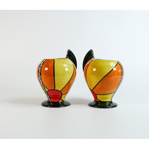 15 - Lorna Bailey pair of Sunburst pattern vases, Old Ellgreave backstamp, height 16.5cm (2)