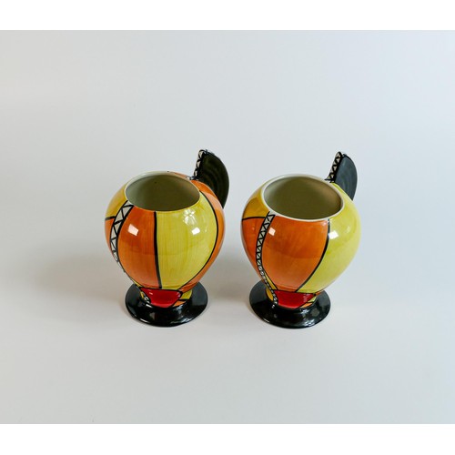 15 - Lorna Bailey pair of Sunburst pattern vases, Old Ellgreave backstamp, height 16.5cm (2)