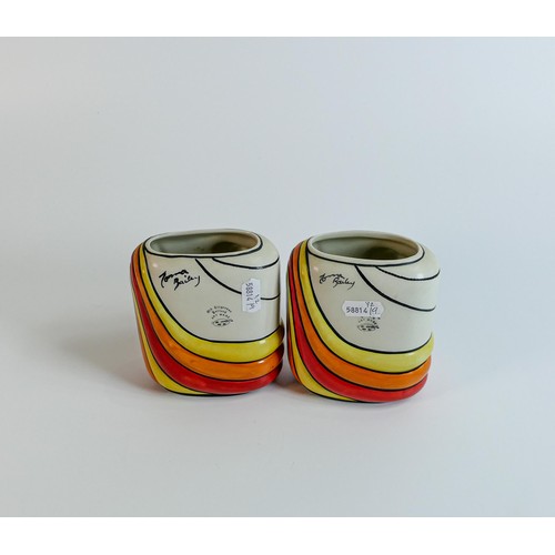 22 - Lorna Bailey pair of Art Deco Lady   vases, Old Ellgreave backstamp, height 12cm (2)