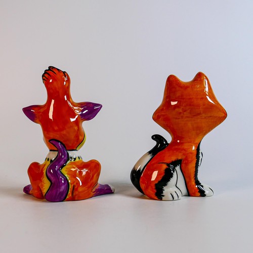 84 - Lorna Bailey hand decorated prototype cat figures Tango & Tufty (2)