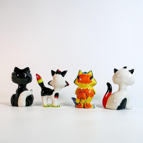 95 - Lorna Bailey hand decorated comical cat figures - Humphry, Gotcha Cat, Cool Cat & Larry (4)