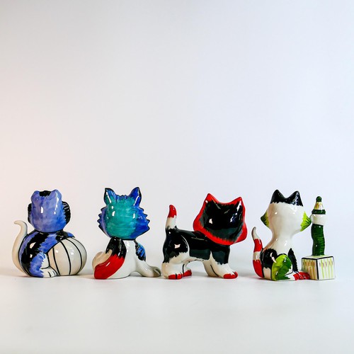 97 - Lorna Bailey hand decorated comical cat figures -cat and ball, Charlie, Jack in the box & Cutie (4)