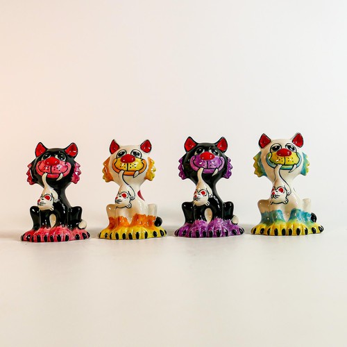 112 - Four Lorna Bailey hand decorated miniature limited edition colourway cat figures - Rat Catcher, all ... 