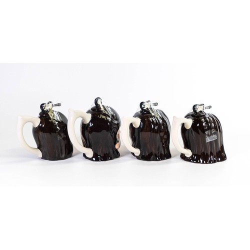 117 - Lorna Bailey set of 4 Beatles caricature teapots. John, Paul, George and Ringo (4)