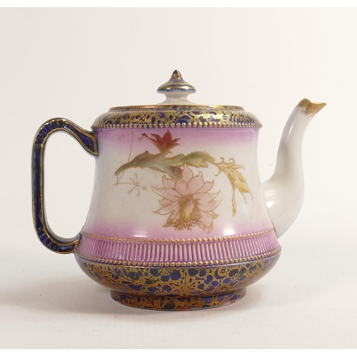 141 - Carlton Blush ware tea pot with floral decoration, by Wiltshaw & Robinson, c1900, height 12cm