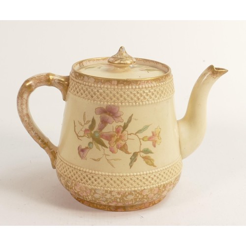 142 - Carlton Blush ware tea pot with floral catalpa decoration, by Wiltshaw & Robinson, c1900, height 16c... 