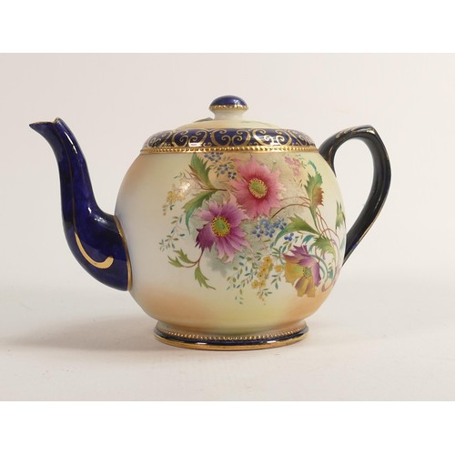 145 - Carlton Blush ware tea pot with floral  ragged robin decoration, by Wiltshaw & Robinson, c1900, heig... 