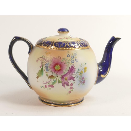 145 - Carlton Blush ware tea pot with floral  ragged robin decoration, by Wiltshaw & Robinson, c1900, heig... 