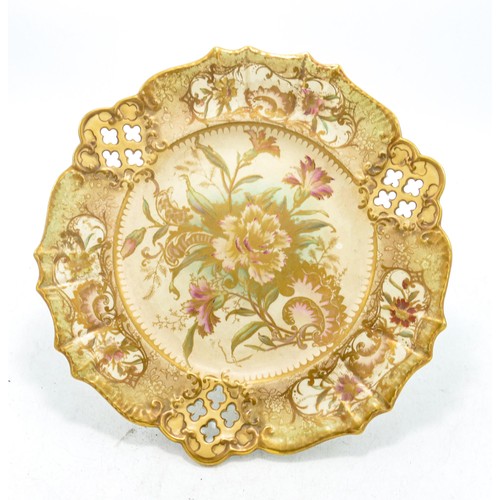 146 - Carlton Blush ware reticulated comport with  floral  carnation decoration, by Wiltshaw & Robinson, c... 