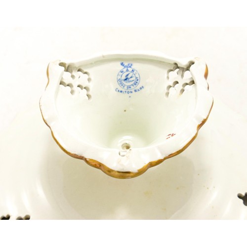 146 - Carlton Blush ware reticulated comport with  floral  carnation decoration, by Wiltshaw & Robinson, c... 