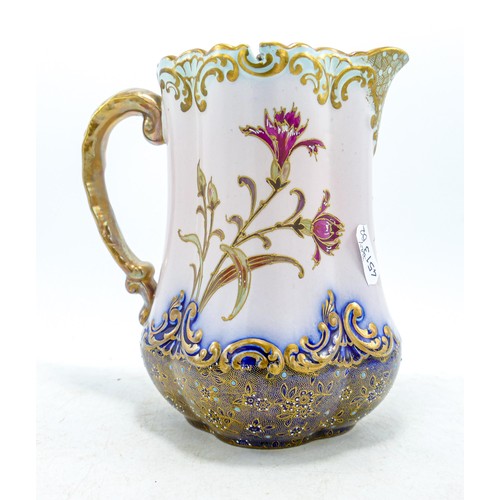 148 - Carlton Blush ware water jug with floral decoration, by Wiltshaw & Robinson, c1900, height 16cm