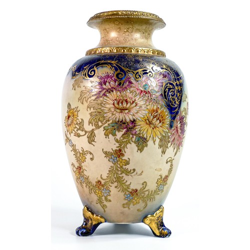 160 - Carlton Blush ware vase with panelled Chrysanthemum floral decoration, by Wiltshaw & Robinson, c1900... 