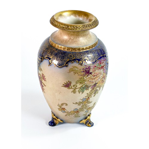 160 - Carlton Blush ware vase with panelled Chrysanthemum floral decoration, by Wiltshaw & Robinson, c1900... 