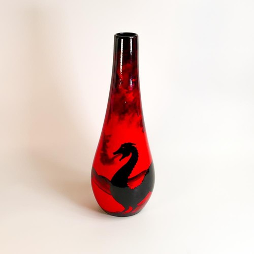 266 - Peggy Davies Ruby Fusion large vase with Dragon design, 49cm tall