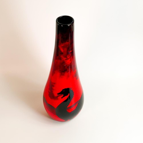 266 - Peggy Davies Ruby Fusion large vase with Dragon design, 49cm tall