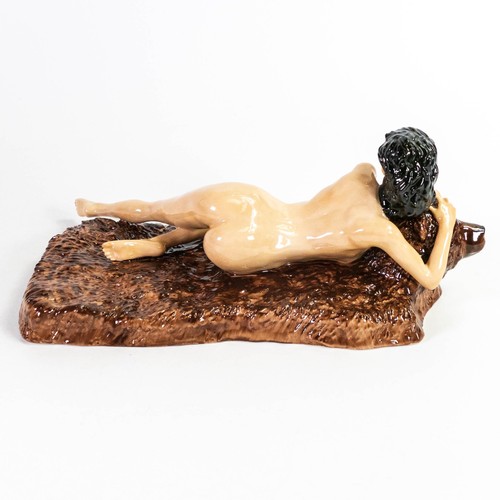 283 - Peggy Davies erotic Tamora figurine on a bear skin rug. Limited edition 7/100