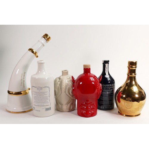 328 - Wade Whisky & Rum theme ceramic decanters including Devil & Medusa items, Rose Rose Gin, Robin Hood ... 