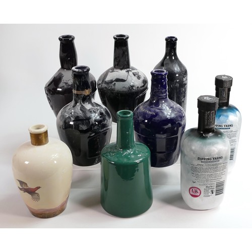 338 - Wade Whisky & Rum themed ceramic decanters including - Ripping Yarns Rum, McQueen Gin, Grouse Whisky... 