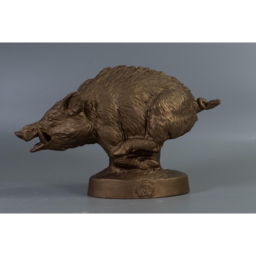 437 - Wade World of Survival bisque figure of a wild Boar, painted gold, height 13.5cm. This was removed f... 