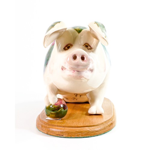 487 - Moorcroft Apple Blossom Peter the Pig. Length 29cm, height 16cm, dated 1/10/93 and signed to base. B... 