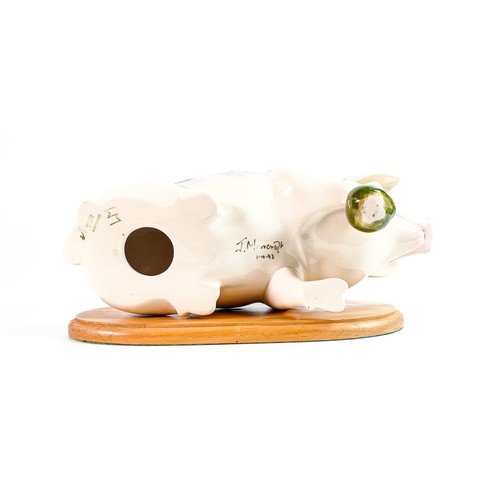 487 - Moorcroft Apple Blossom Peter the Pig. Length 29cm, height 16cm, dated 1/10/93 and signed to base. B... 