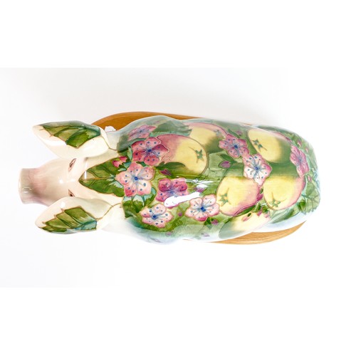 487 - Moorcroft Apple Blossom Peter the Pig. Length 29cm, height 16cm, dated 1/10/93 and signed to base. B... 