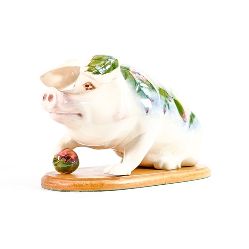 487 - Moorcroft Apple Blossom Peter the Pig. Length 29cm, height 16cm, dated 1/10/93 and signed to base. B... 