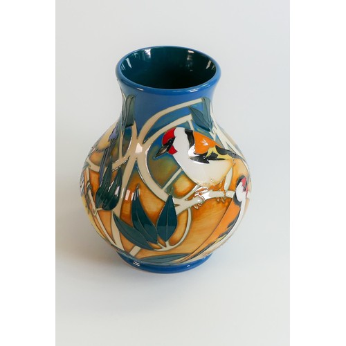 519 - Moorcroft boxed limited edition vase Goldfinch & Co. dated 2011, height 14.5cm