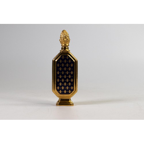 612 - Lynton Fine Porcelain scent bottle & cover, gilded on dark blue ground, hand painted with galleons b... 