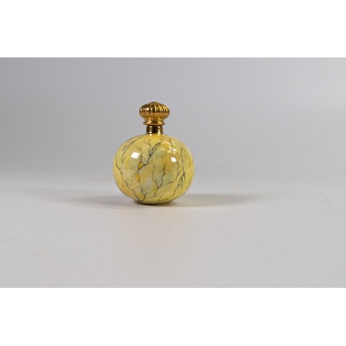 614 - Lynton Fine Porcelain scent bottle & cover, enamelled on yellow/blue ground, hand painted with galle... 